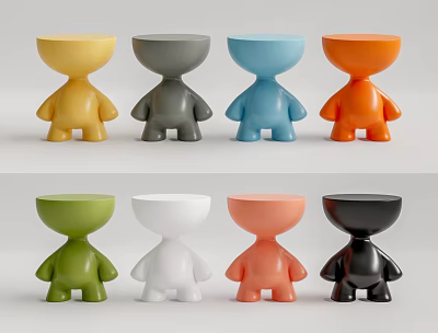 Decorative Human Shaped Round Tables With Multiple Vibrant Colors For Home Decor 3d model