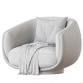 Cozy Floral Bird Print Armchair With Brown Leather Frame And Plaid Blanket