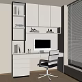 Modern Home Office Workspace With White Desk Apple iMac White Chair And Window Blinds
