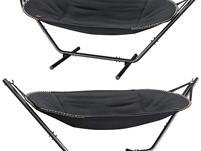 Comfortable Black Hammock with Sturdy Metal Stand for Outdoor Relaxation 3d model