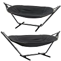 Comfortable Black Hammock with Sturdy Metal Stand for Outdoor Relaxation