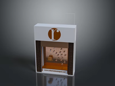 Modern White Brown Display Box With Decorative Household Items And Transparent Design 3d model