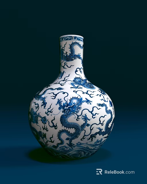 Classic Blue And White Ceramic Vase With Exquisite Dragon Patterns And Traditional Design 3d model 