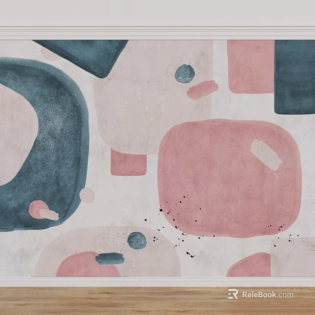 Geometric Components in Abstract Design with Blue Pink Beige Color Blocks 3d model 
