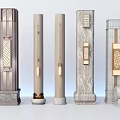 Various Designed Decorative Pillars With Marble Stone And Carved Patterns