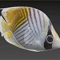 Bright Yellow And White Striped Tropical Butterflyfish With Black Markings Marine Aquatic Life