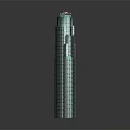 Cartoon Scene Featuring Green Tall Building With Multiple Floors And Pinnacle Top
