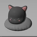 Cute Grey Cat Character With Pink Ears Cheeks And Closed Eyes On White Cushion