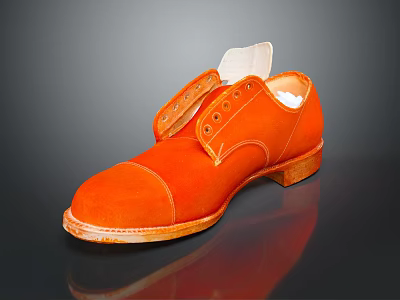 Classic Orange Leather Lace Up Dress Shoes With Brown Sole And Shiny Finish 3d model