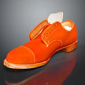 Classic Orange Leather Lace Up Dress Shoes With Brown Sole And Shiny Finish