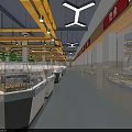 Modern Supermarket Interior Where Customers Shop Along Shelves With Fresh Produce And Colorful Decorations