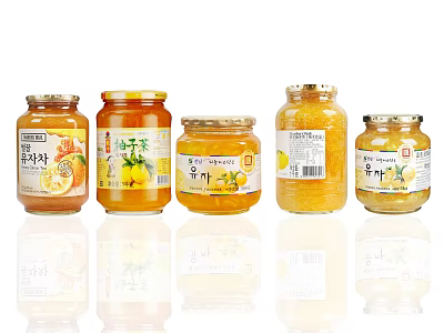 Assorted Honey Yuzu And Lemon Tea Drinks In Glass Jars 3d model