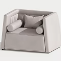 Light Gray Single Sofa With Modern Minimalist Design Cylindrical Armrests And Accent Pillow