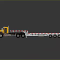 Yellow Heavy Duty Flatbed Truck With Long Loading Platform And Multiple Wheels 3d model