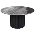 Modern Round Dining Table With Marble Top And Black Fluted Base 3d model