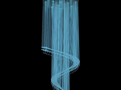 Modern Blue Fiber Optic Decorative Light In Spiral Hanging Design For Interior Decoration 3d model