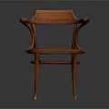 Brown Wooden Leisure Chair with Curved Frame and Comfortable Upholstered Seat