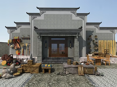 Chinese-style courtyard farm tools 3d model Chinese-style courtyard farm tools 3d model