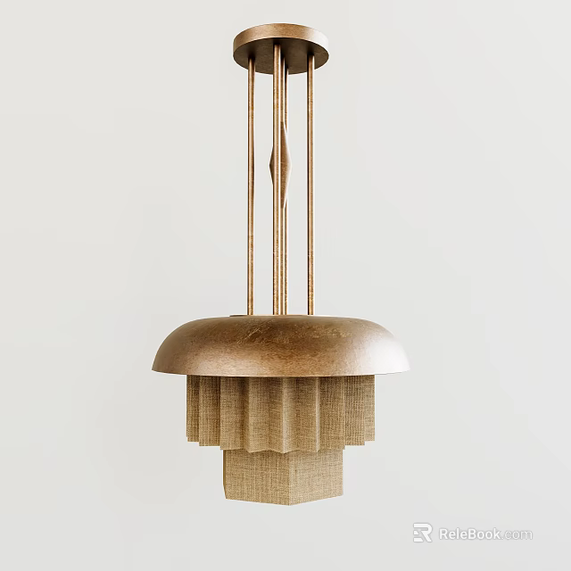 Unique Shaped Pendant Light With Metal Frame And Fabric Shade For Modern Home 3d model 