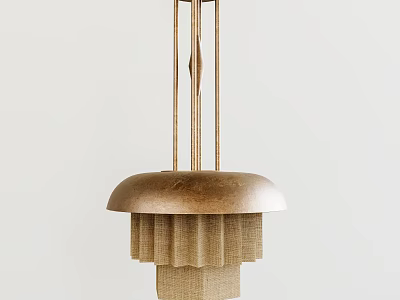 Unique Shaped Pendant Light With Metal Frame And Fabric Shade For Modern Home 3d model