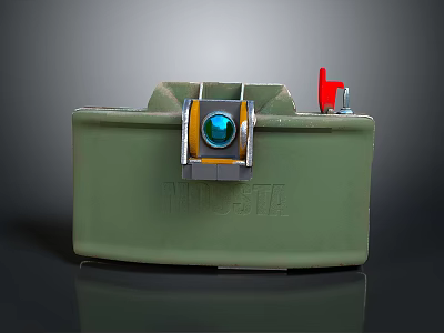 Practical Green Storage Container With Red Button And Blue Accent For Home Organization 3d model