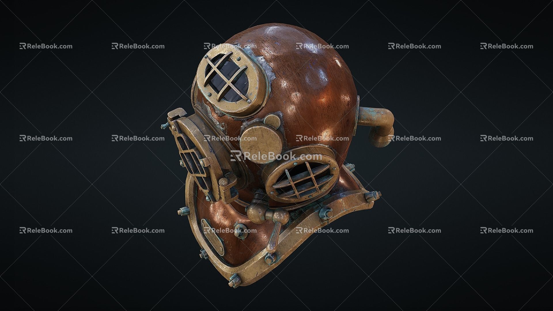 Retro diving helmet wetsuit 3d model