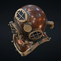 Retro diving helmet wetsuit 3d model