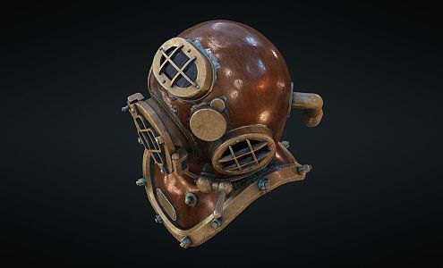 Retro diving helmet wetsuit 3d model