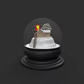 Decorative Snow Globe Featuring Small House Tree And Snow On Black Base