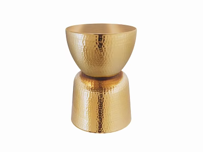 Stylish Golden Hammered Two Tiered Table And Chair Set For Modern Home Decor 3d model