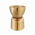 Stylish Golden Hammered Two Tiered Table And Chair Set For Modern Home Decor