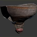 Traditional Handcrafted Wooden Boat With Red Bottom And Intricate Wooden Structure