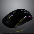 Black Perforated Gaming Mouse With RGB Lighting And Colorful LED Effects
