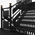 Modern Industrial Metal Staircase With Black Railings And Grid Design Steps