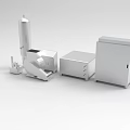 Industrial Equipment Featuring Metallic Units Cylindrical Tank Control Cabinets And Mechanical Components
