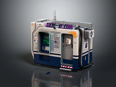 ROCK TELFA Industrial Machine With Blue White Enclosure Control Panel And Transparent Window 3d model