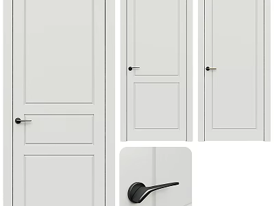 White Hinged Doors With Black Metal Handles Modern Home Interior Design 3d model