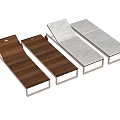 Modern Lounge Chairs With Wooden And Light Colored Seats And Metal Frames
