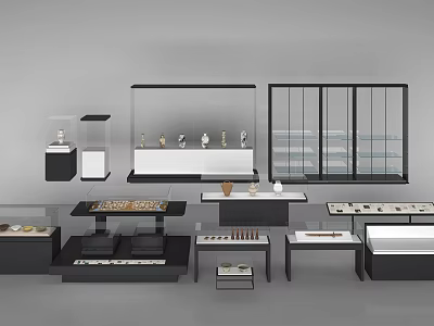 Modern Display Cabinets And Showcase Furniture With Glass Doors And Exhibition Stands 3d model