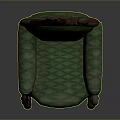 Vintage Green Armchair with Diamond Pattern Fabric Wooden Arms and Carved Top