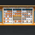 Multi layered Retail Display Shelves With Categorized Orange Products And Labels 3d model