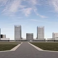 Modern Urban Architecture With Tall Glass Buildings Open Plaza And Walkways