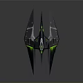 Futuristic Cosmic Spaceship Design With Green Illuminated Engines And Sleek Wings