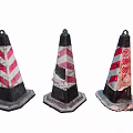 Road Safety Traffic Cones With Red And White Stripes Worn For Construction Areas
