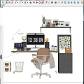 Modern Minimalist Office Desk Workspace With Lamp Chair Monitor Bookshelf And Plant