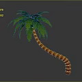 Playful Cartoon Scene With Curved Palm Tree Orange Spiral Trunk And Vibrant Green Leaves