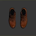 Orange Leather Lace Up Boots With Classic Design And Stylish Appearance