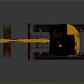 Yellow Mini Excavator with Black Cab Rusty Tracks and Brown Bucket
