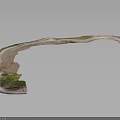 Winding Terrain Model With White Path Green Vegetation Brown Land And Gray Background