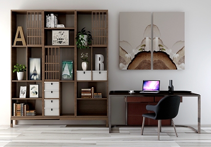 Modern desk and chair working room 3d model